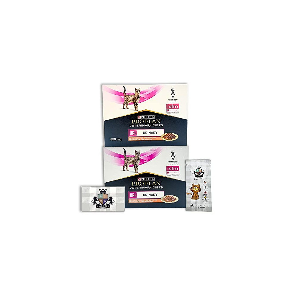 Pro Plan Urinary Wet Cat Food Mixed Pack Chicken/Salmon 2x10x85g with AETN Chicken Breast Cat Treat for Cats that Suffer from Urinary Tract Disease