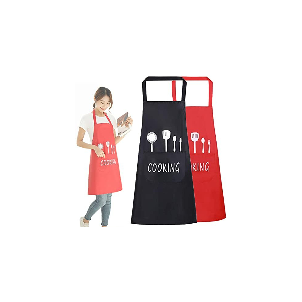 2 Packs Apron, Adjustable Bib Apron Waterproof Cooking Kitchen Chef Aprons Home Restaurant Bar Craft Garden BBQ Coffee House for Men Women