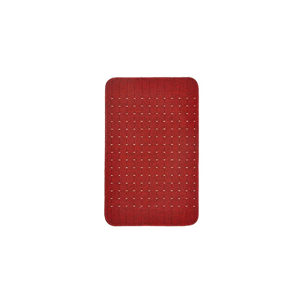 Dandy by William Armes, Stanford Small Rug Washable Kitchen Mat, Red with Cream, 80 x 50