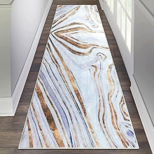 Runner Rug for Hallway Non Slip 65 x 180 cm Marble Gold Design Carpet Long Hall Washable Rugs Grey Kitchen Floor Runners for Hallway Entryway Living