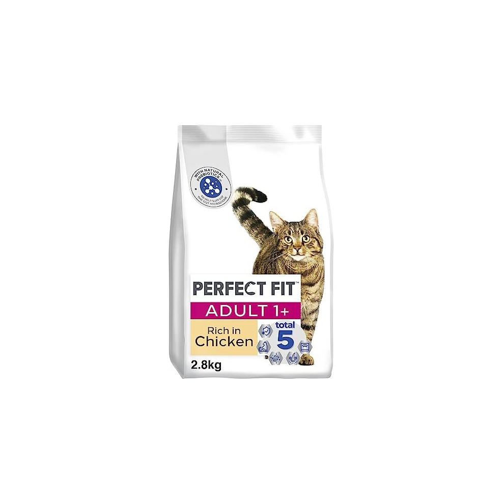 Adult 1+ Complete Dry Cat Food for Adult Cats Aged 1+ Years, Rich in Chicken, 3 Bags (2.8 kg)