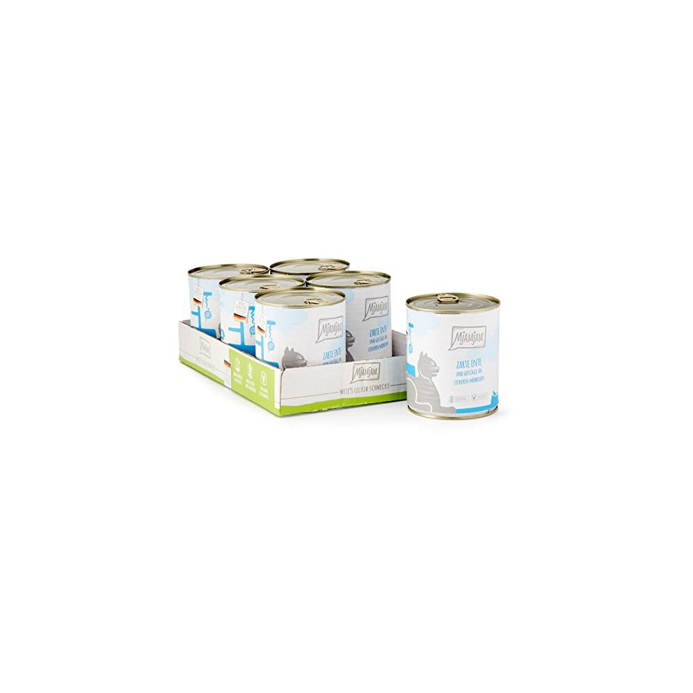Mjamjam - Premium Wet Food For Cats - Tender Duck & Poultry With Delicious Carrots, Pack Of 6 (6 X 800 G), -Free With Extra Meat Grain