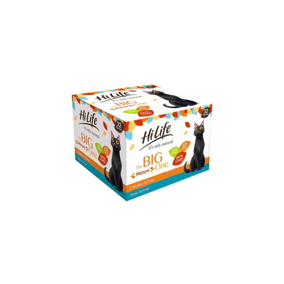 it's only natural The Big Mature One Complete Wet Cat Food for Senior Cats, Chicken Terrine/Tuna Terrine, Grain Free & Made With 100% Natural