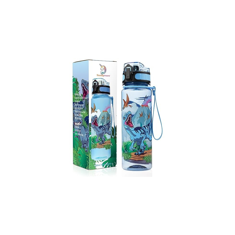 Kids Raptor Dinosaur Water Bottle, 500ml BPA Free Tritan Water Bottle, Childrens School Bottle, Work Bottle, Travel Bottle, Camping Drinks Bottle,