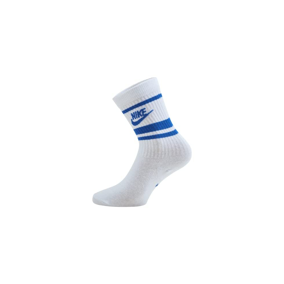 U Nk Crew NSW Essential STRIPE Socks - White/Game Royal/(Game Royal), Large