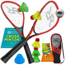 RS3 Speed Badminton Set 5-Piece (2 x Rackets, 5 x Shuttlecocks, 1 x Softball, 8 x Field Marking, 1 x Carry Bag) Crossminton Set - Turbo Badminton Set