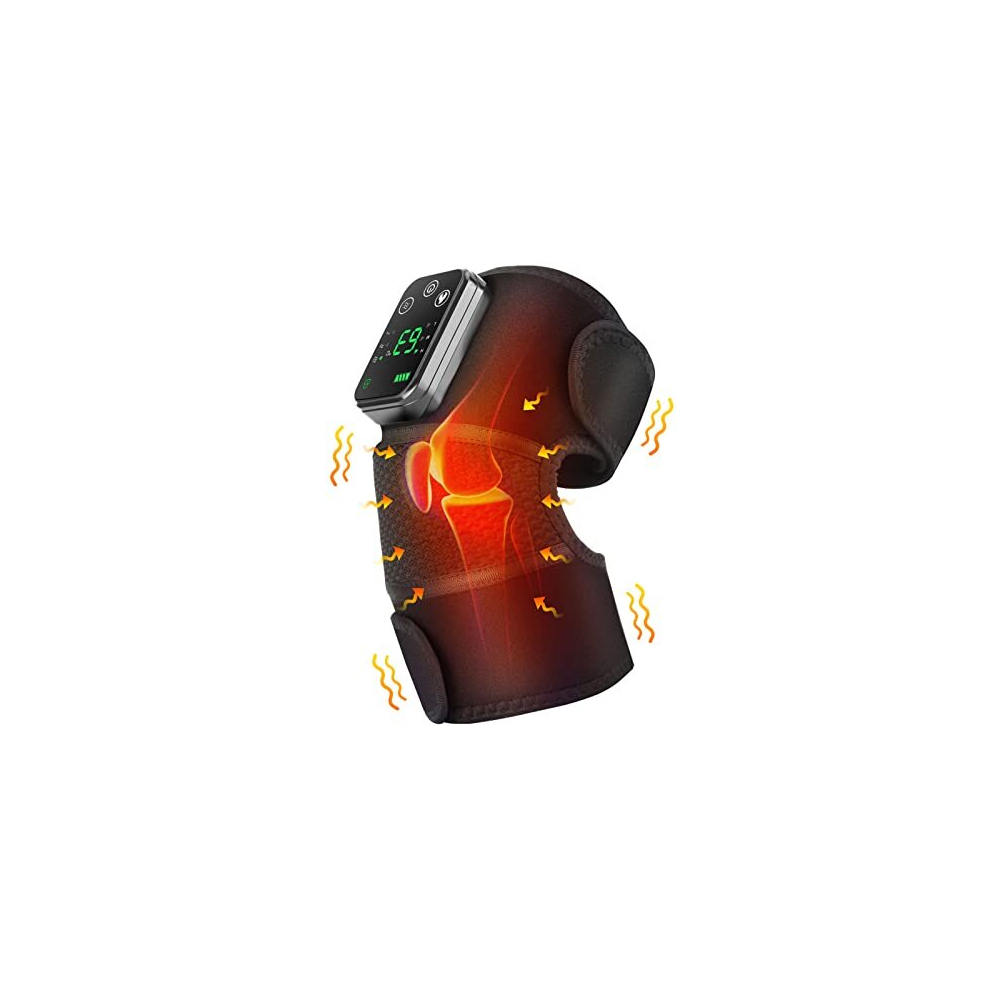 Moajaza Heated Knee Massager Heated Knee Brace Wrap, Vibration Knee Heating Pads, 3 Adjustable Intensity And Temperature, Knee Brace Wrap For