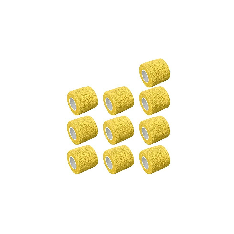 Mintice Yellow 10 X Self Adhesive Cohesive Wrap Bandages Strong Elastic First Aid Tape Color For Wrist Ankle Sport 4.5Mx5cm