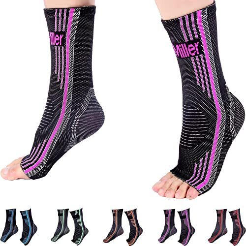 Ankle Brace Compression Sleeves 2 Pack Achilles Tendon Arch Foot
