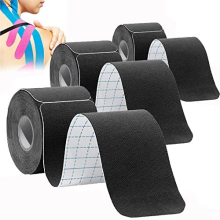 ANAMPION Kinesiology Tape Precut - 3 Rolls, 60 Strips, Waterproof Elastic Tape for Muscles, Joints & Shin Splints - Black 5m