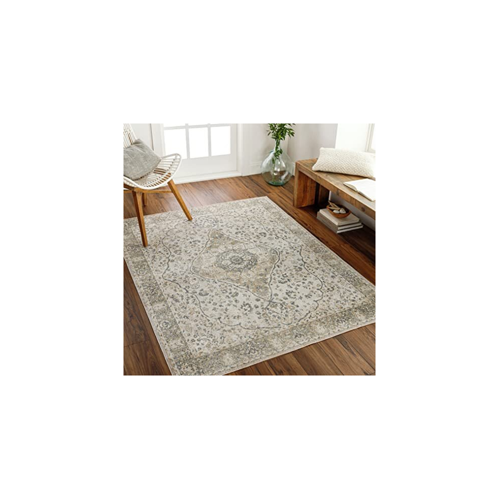 Riffa Machine Washable Rug - Vintage Runner Rugs Living Room, Kitchen, Bedroom, Dining, Outdoor - Traditional Oriental Boho Rug Style - Large Rug