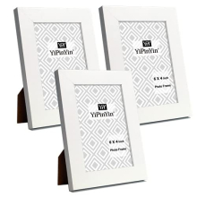 4 X 6 '' White Photo Frame With Glass Window Set Of 3,Oxford Garllery Picture Frame 6x4 Inch 3 Set, stylish 4x6 frames with a delicate Wooden grain