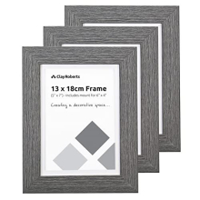 Photo Picture Frames 7 x 5, Dark Grey, Pack of 3, Includes Mount for 6 x 4 Prints, Freestanding and Wall Mountable, 7x5 Picture Frame Set