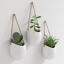 Kazai. Wand-Pflanzgef e -Ellie- | H ngende Keramik-Blument pfe 3 St ck | Wanddekoration f r Innenbereich, Balkon und Garten | Wei (Gl nzend)