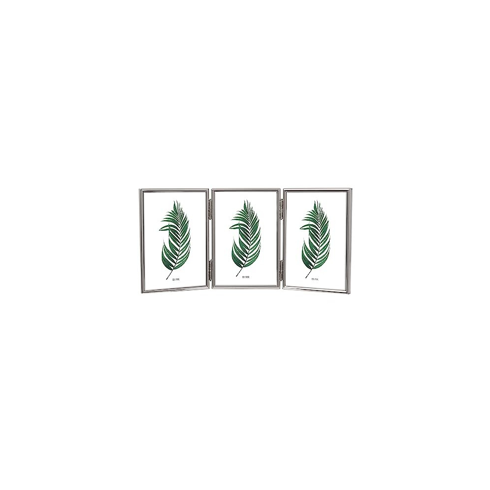 Tarnish Resistant Silver Plated Picture Frame - Thin Edge Triple Frame Design for Three Photos 6x4 Inch (15x10cm)
