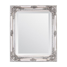 Rhone Wall Mirror – Vintage Bathroom Mirror, Antique Baroque Style Vanity Mirror - Home Decor 50cm x 60cm (Antique Silver)
