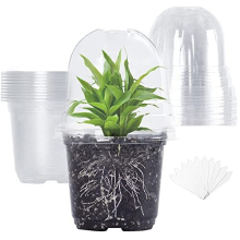 10pcs Clear Nursery Pots with Humidity Dome, 10cm Plastic Plant Pots Transparent Flower Pots with Hole, Seeding Planter Seed Starter Pots with Labels