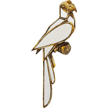Design Wall Decoration Parrot Mirror, gold, glass mirrored, polyresin frame, wall mirror for living room, hallway, bedroom, handmade, 43x15x3,2cm (H/W
