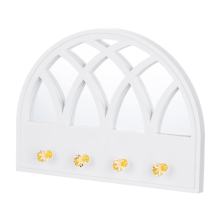 Small Rounded Arched Traditional Decorative Design Wall Mounted Mirror with 4 Hanging Hooks Ideal for Hallways, Bedrooms, Wall Décor, Living Rooms