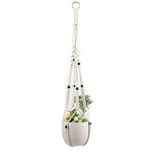 DIY woven cotton rope flower pot Hanger, Handmade Plant Holder for Gift Round & Square Pots Indoor and outdoor hanging basket-Tassel-free Black Beads