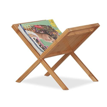 Bamboo Magazine Holder, Newspaper Rack with Handles, Compact, Freestanding, DIN A4 and A5, Natural