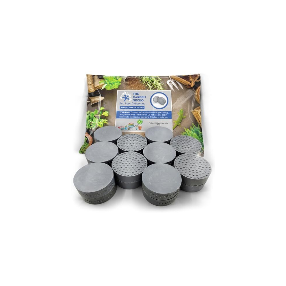 Invisible Pot feet for outdoor plant pots and flowers solid rubber pot risers with enhanced non-slip surface grip | 20 PACK | GREY WISP