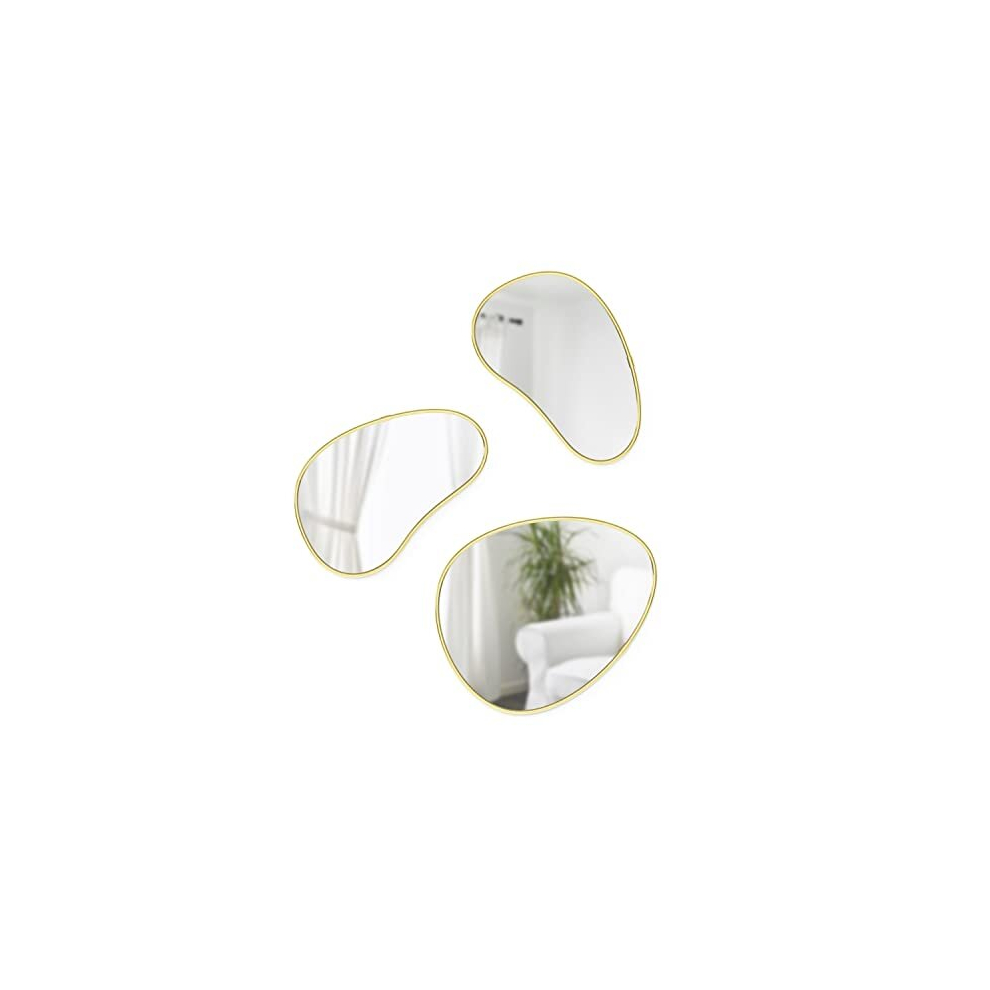Hubba Pebble Mirrors, Set of 3, Brass