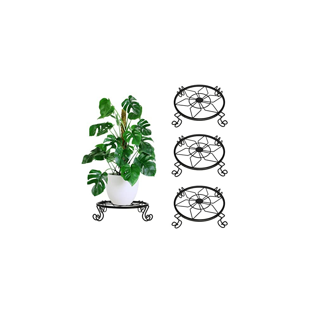 Metal Plant Stands 3 Pack Heavy Duty Flower Pot Stand Outdoor Rustproof Iron Garden Container Holder Round Plant Pot Supports Rack pot Indoor Balcony