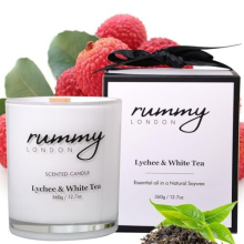 Luxury Candles Highly Scented | Lychee &White Tea Fragrance | Ribbon Gift Box | Lovely Glass Jar, Natural Essential Oil | Aromatherapy Relaxing Candle