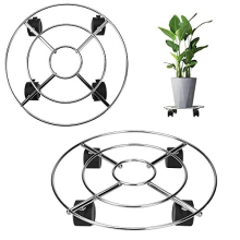 NunDunco Metal Plant Caddy with Wheels - 30cm x 30cm Plant Holder Floor Flower Supports - Heavy Duty Rustproof Metal Plant Dolly for Indoor Outdoor