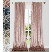 Pair of Crushed Velvet Curtains, Eyelet Ring Top, Unlined, Rose Pink, 2 panels, 140cm x 175cm 55" x 68"