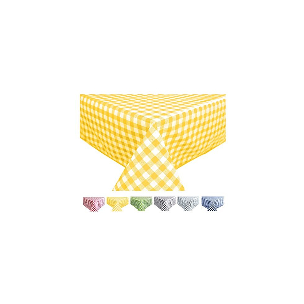 Large Rectangular Oilcloth PVC Wipe Clean Tablecloth Table Cover 140cm x 240cm 55x94 Gingham Check Yellow