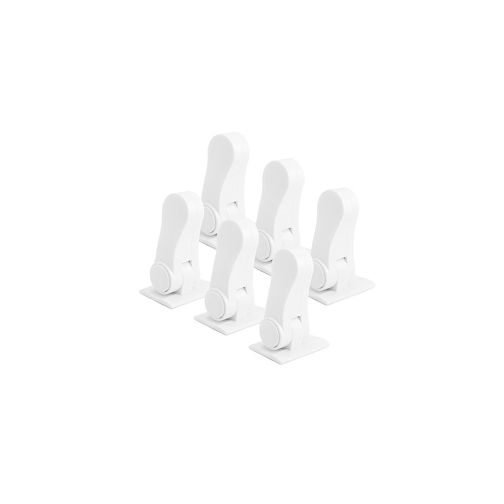 6 Pack Security Door Lever Lock, 180 Degree Revolving Door Handle Child Lock No Tools or Drilling, White Child Safety Door Locks with Adhesive for