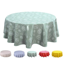 Round Oilcloth PVC Wipe Clean Tablecloth 160cm 62" Leaves Sage Green