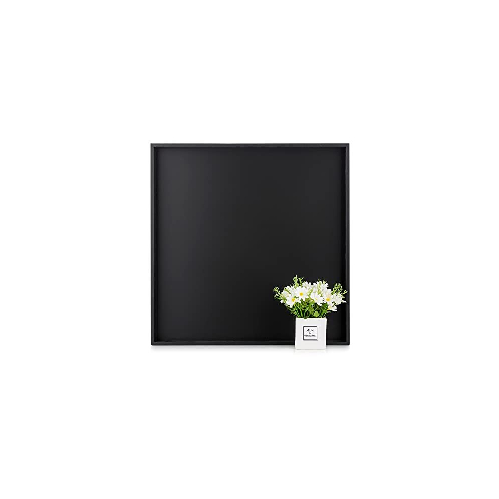 Hanobe Square Large Ottoman Tray: Modern Extra Large Black Serving Decorative Trays with Cutout Handles for Living Room Coffee Table Home  20