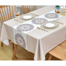 Table Cloth Wipe Clean Tablecloth Wipeable PVC Waterproof Rectangular Table Cover Plastic Table Protecter for Kitchen Outdoor (137x220cm, Flowers-1)