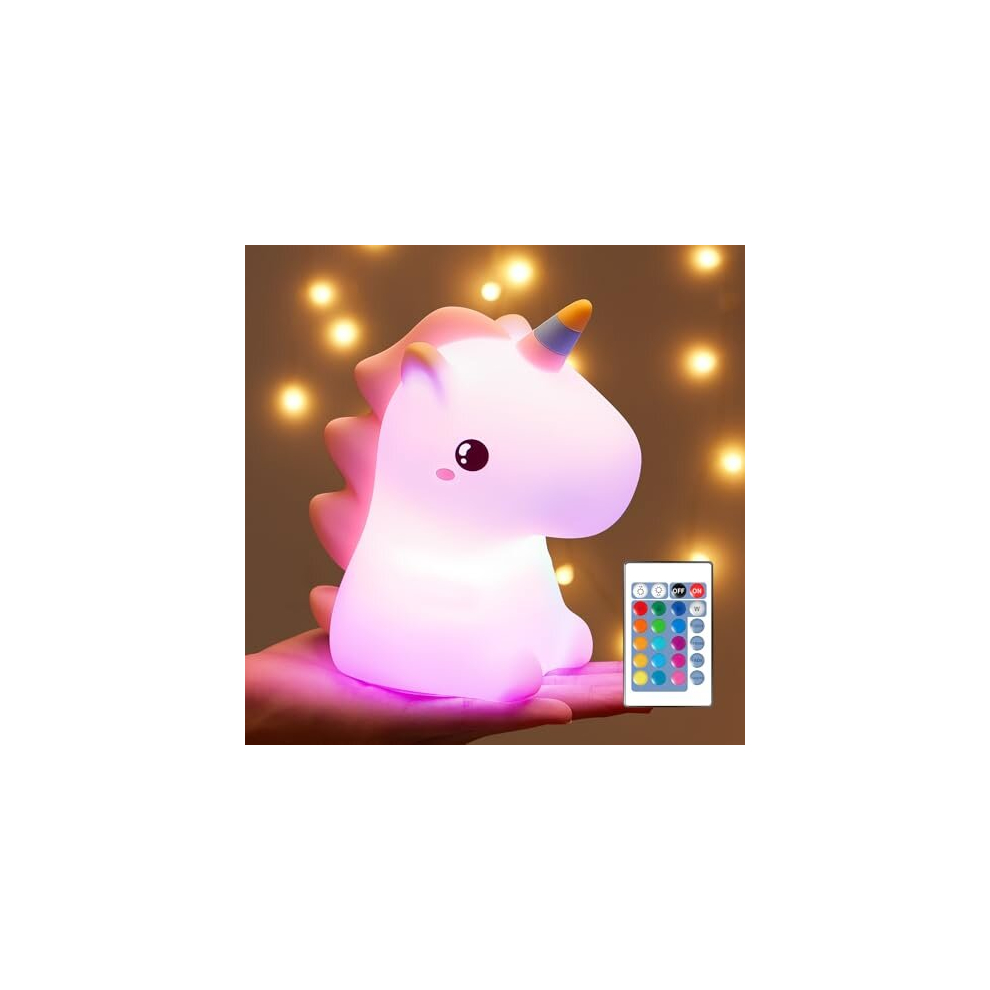 Unicorn Night Light Kids Unicorn Gifts for Girls, 16 Colours+Remote Control Baby Night Light Newborn Night Lamp, Battery Night Light Baby Girl Gift,