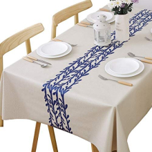 Table Cloth Wipeable Tablecloth PVC Plastic Wipe Clean Waterproof Rectangular Table Cover Protector for Kitchen Picnic Outdoor Indoor (Rattan, 137x185