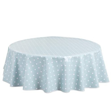 Round Oilcloth PVC Wipe Clean Tablecloth Table Cover 140cm 55" Polka Dot Duck Egg Green Blue