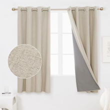Full Blackout Curtains with Coating Back Layer, Bedroom Thermal Curtains for Winter, Insulated Energy Efficiency Eyelet Curtains for Bedroom 52 x 54