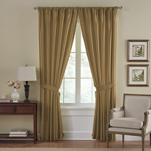 Versailles Faux-Silk Room-Darkening Curtain Panel, Blackout Curtain with Rod Pocket, 52 Inches by 108 Inches, Gold, 1 Panel