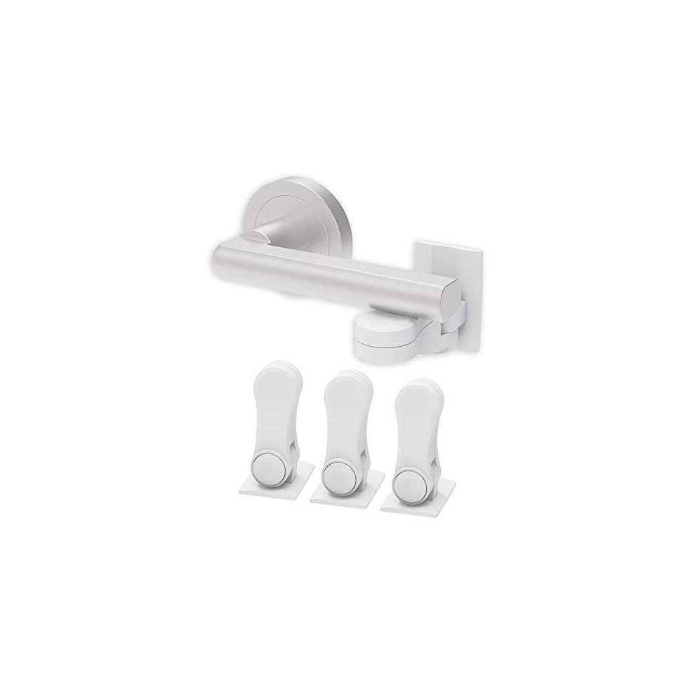 Inaya Child Proof Door Lever Lock (3-Pack) - Door Handle Lock - 3M Adhesive - Minimalist Design - No Drilling Child Safety Door Handle Locks By