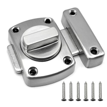 1Pcs Door Bolt Rotate Bolt Latch Gate Stainless Steel Lock with 6 Screws for Door Latch for Bathroom Cabinet Door - Silver