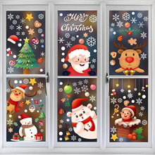 9 Sheets Christmas Window Stickers Christmas Window clings Stickers Snowflake Window Stickers Window Decorations Stickers for Glass Xmas Window
