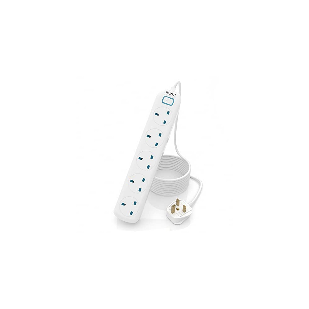 5M Cable Extension Lead 5 Way Switched Protect Extension Plug - 13A Fused Uk Sockets 3250W 5 Gang Extension Cord - 5 Meters Long Cords Power Strip - 762102294243