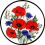 Static Window Cling in a Poppies and Cornflowers Design 1