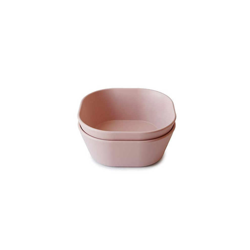 Dinnerware Bowls For Kids | Tableware 1X Set Of 2 Bowls | Reusable Bpa Free | Dishwasher & Microwave Safe Bowls | Made In Denmark | Square (Blush) Mushie
