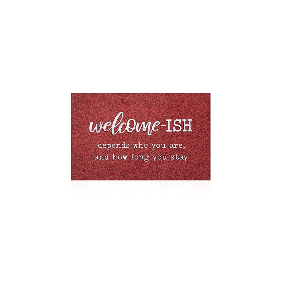 Welcome Mat Low Profile Floor Mat Front Doormat, Welcome-ish Indoor Outdoor Door Mats Non Slip Absorbent Resist Dirt Entrance Doormats for Entryway