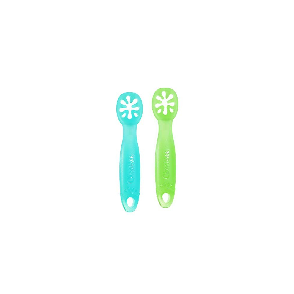 Choomee Baby Spoons, Flexidip| Baby Led Weaning | Dip And Catch Purees | Pediatrician Approved Stage One Learning Utensil, 100% Silicone Chew Friendly