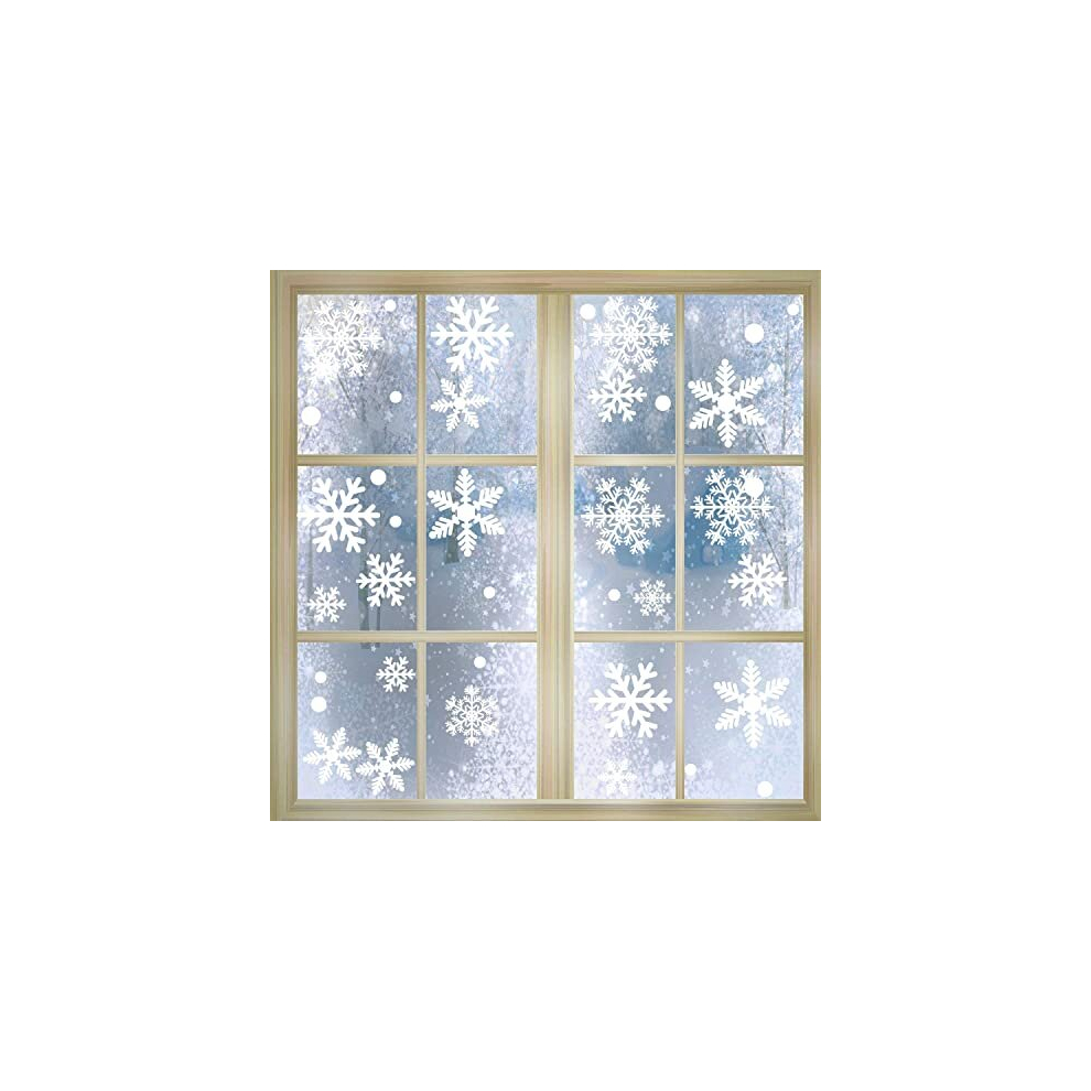 270pcs White Snowflakes Christmas Window Decoration Static Stickers Clings Decal Snowflakes Reusable 15 sheets PVC Stickers (snowflakes)